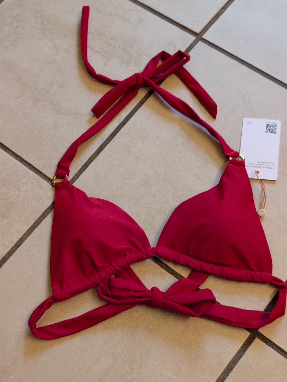 NWT Quince Bikini Set Top & Italian High-rise High-leg Bottom Cherry Red Size S - Picture 3 of 15